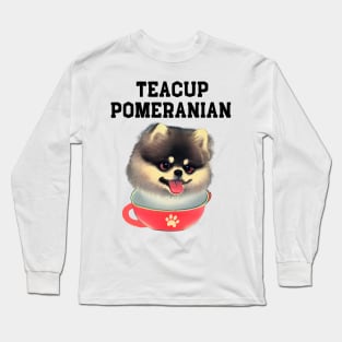 Adorable and Cute Teacup Pomeranian Puppy Fluffy Pomeranian Dog Owner Long Sleeve T-Shirt